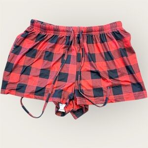 Red and Black Checkered Women's Shorts